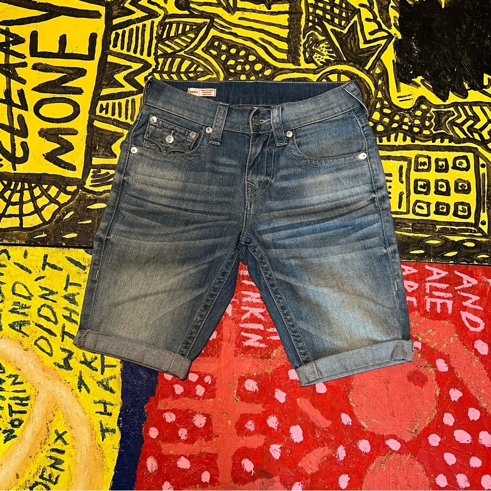 True Religion Ricky Jean Shorts - Denim Blue Size 27 Men’s